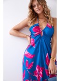 Maxi dress with cutouts and tied neckline, navy blue 110620 - Online store - Boutique